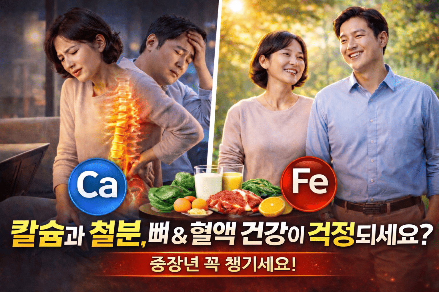 중장년 건강 칼슘 철분 (골다공증예방, 빈혈관리, 영양관리)