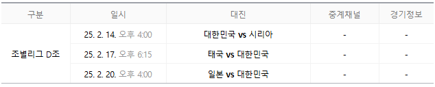 2025 AFC U-20 아시안컵 대한민국 경기 시간