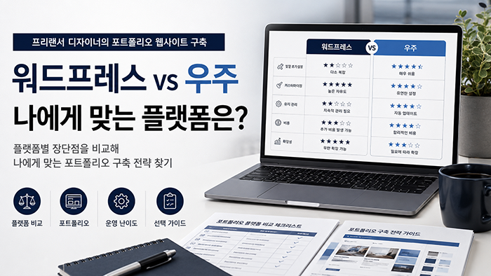 프리랜서 디자이너의 포트폴리오 웹사이트 구축 워드프레스 vs 우주 중 나에게 맞는 플랫폼은