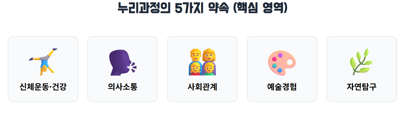 누리과정 핵심 5가지를 그림으로 설명