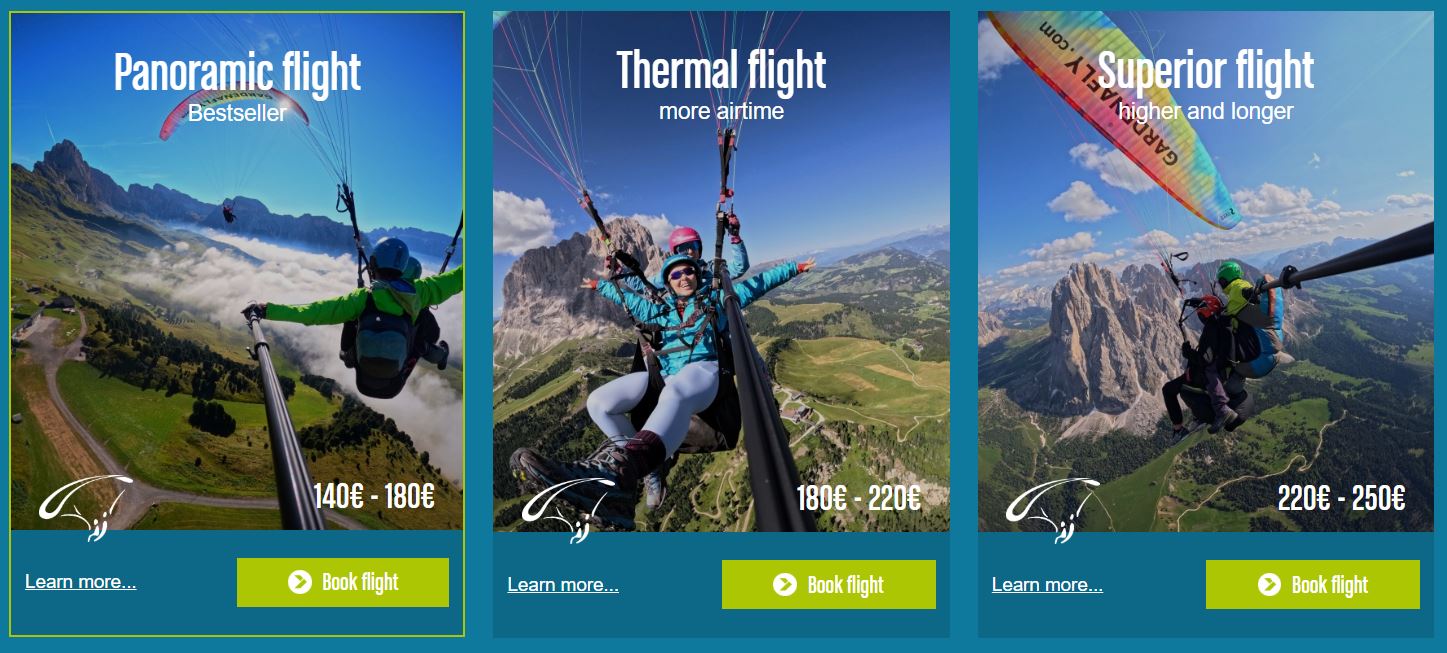 돌로미티 패러글라이딩 가격 위치 예약 방법