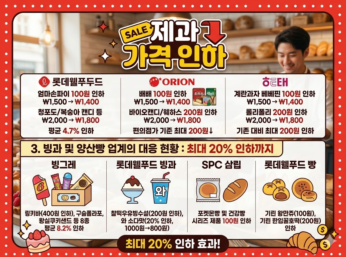 제과 빙과 빵 아이스크림 가격 인하