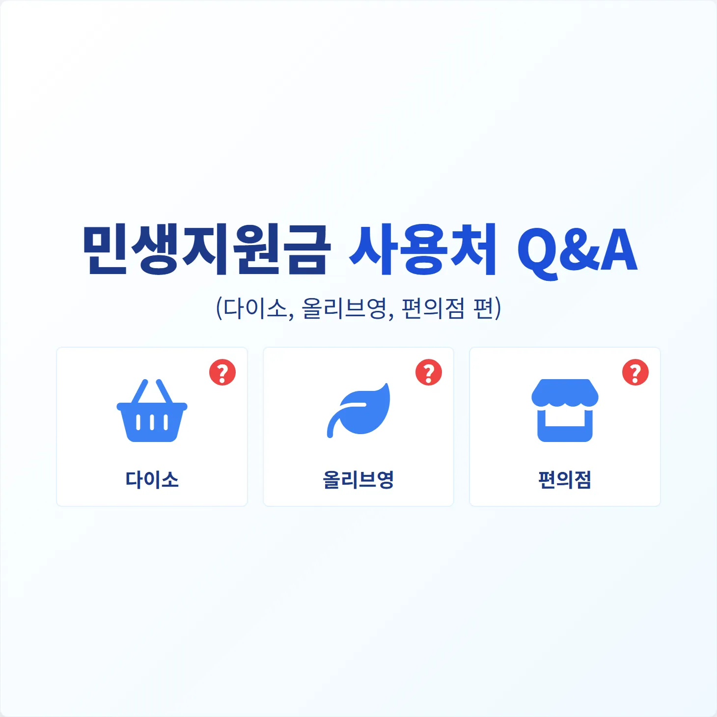 민생지원금 사용처 Q&amp;A (다이소, 올리브영, 편의점 편)