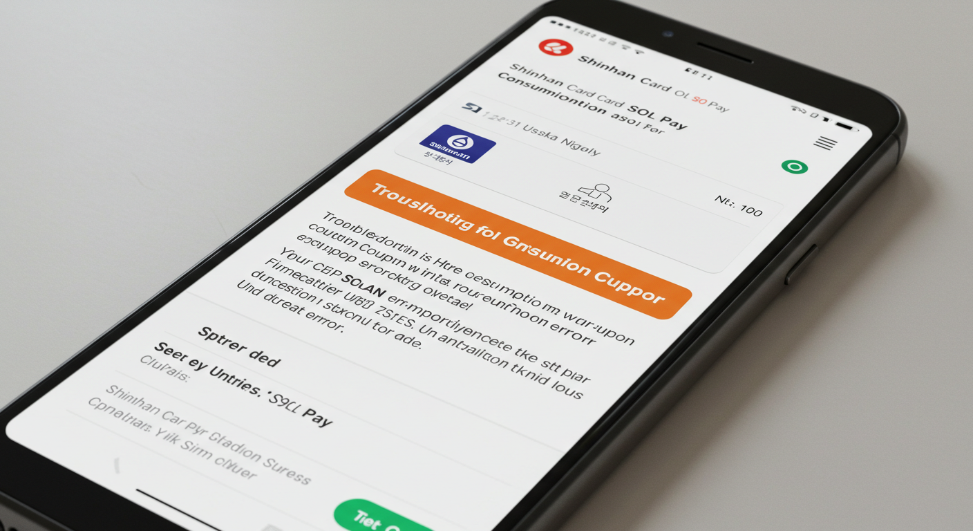 신한카드 SOL페이 소비쿠폰 신청 오류 해결 방법을 나타내는 스마트폰 화면