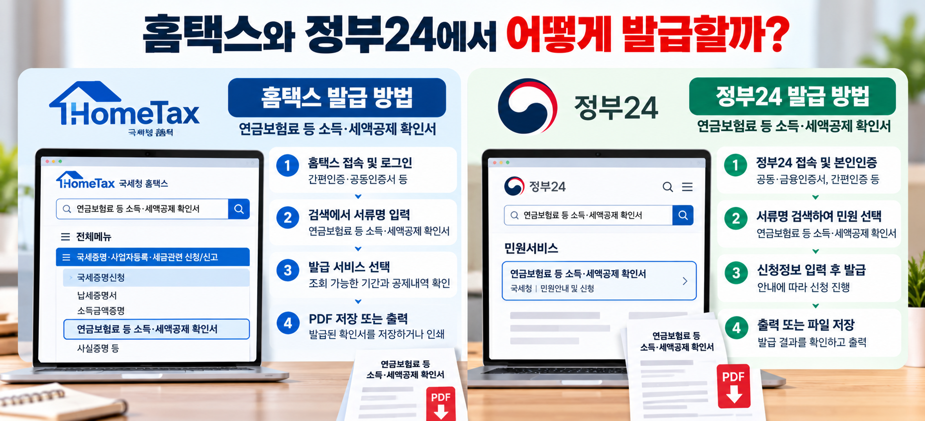 홈택스 정부24 연금저축 세액공제확인서 발급 방법