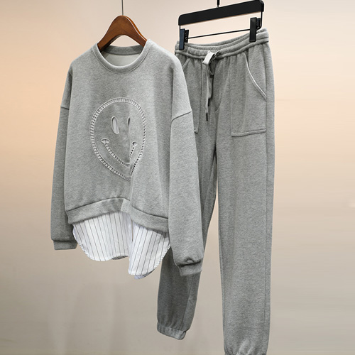 라쿤걸 여성 스트라이프 스마일 트레이닝복 세트 CW181