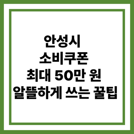 안성시 소비쿠폰, 최대 50만 원 받고 알뜰하게 쓰는 꿀팁