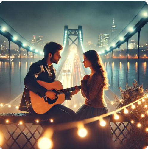 사랑하는 사람을 위해 음악을 연주하다.