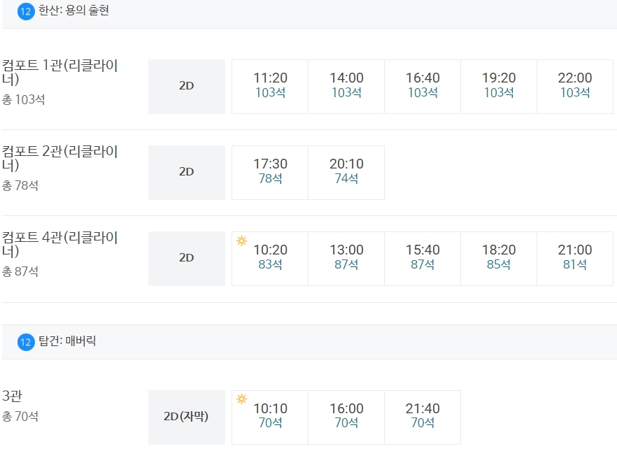 메가박스 양주 상영시간표