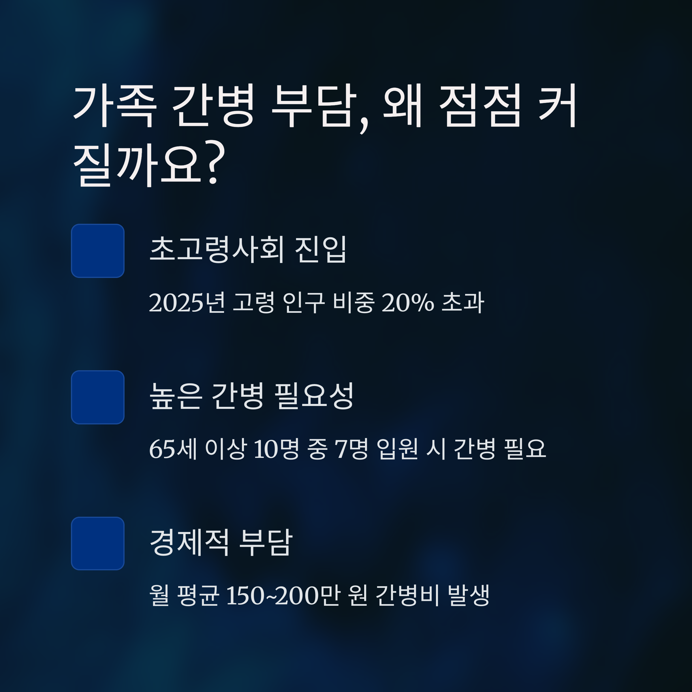 간병비 부담 &ndash; 고령화로 인한 가족 부담 증가