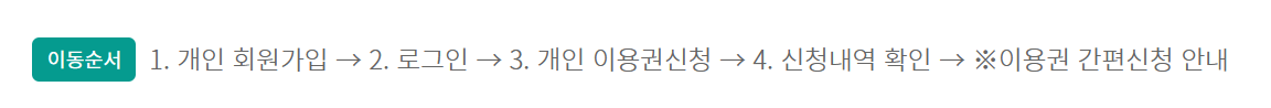 장애인 스포츠 강좌 개인이용권 신청절차