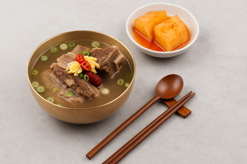 갈비탕이 그릇에 담겨 있는 사진