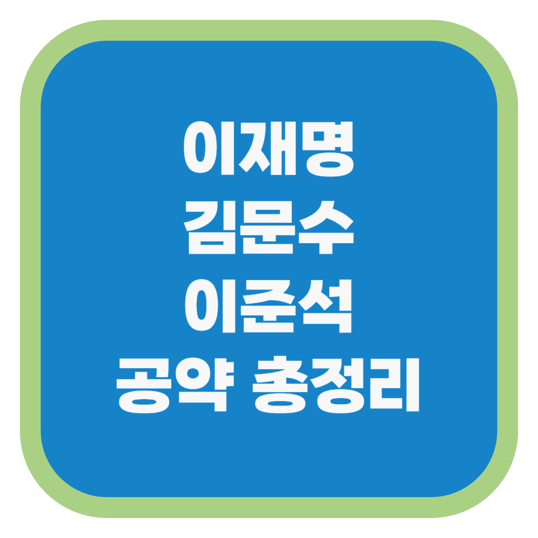 이재명 김문수 이준석 공약 총정리
