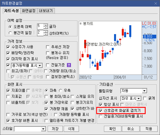 차트 환경 설정