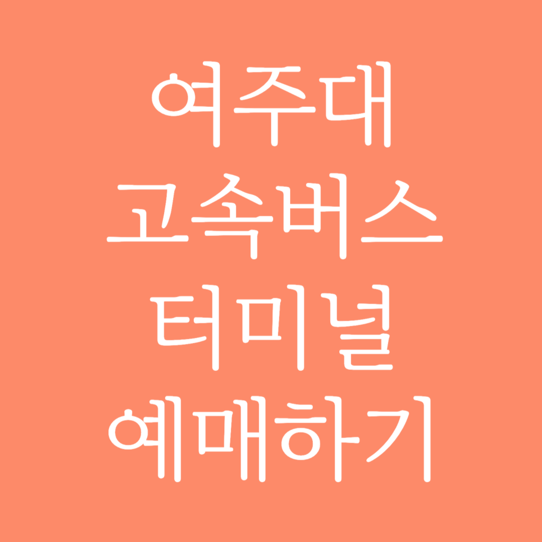 여주대 실시간 고속버스터미널 시간표 조회 및 예매하기