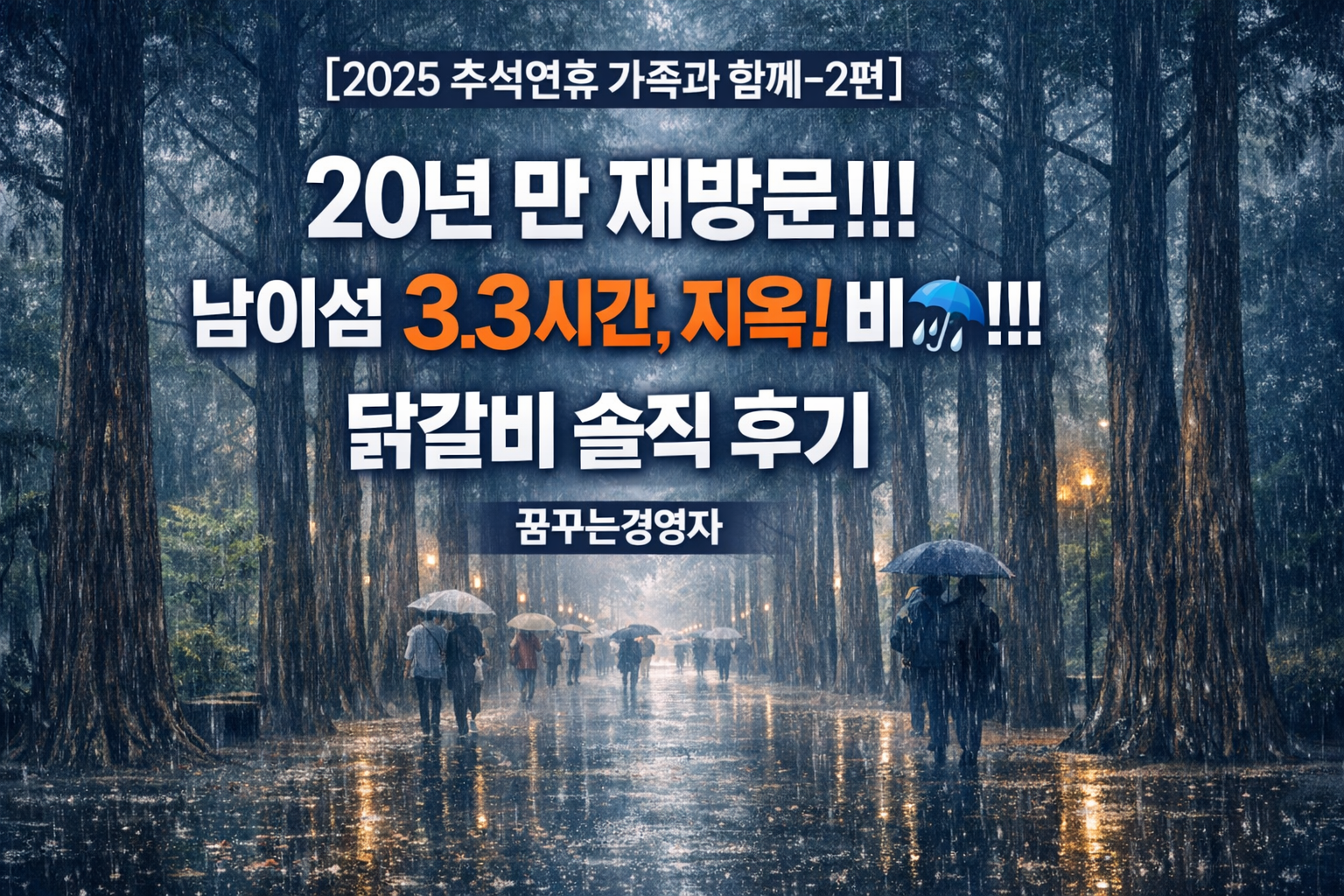 비 오는 남이섬 20년 만의 재방문 : 3시간 교통지옥 + 안반지 닭갈비 솔직 후기 ❘ 2025 추석연휴 가족과 함께(2편)