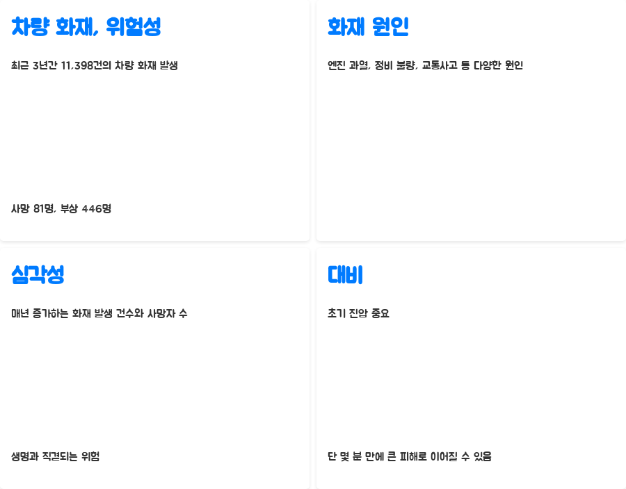 차량용 소화기 의무화? 놓치면 안 될 핵심 정보! - 차량 화재, 왜 무서운가요? 차량용 소화기 의무화? 놓치면 안 될 핵심 정보! - 차량 화재, 왜 무서운가요?