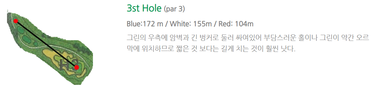 서라벌 골프클럽 힐코스 공략도 3홀