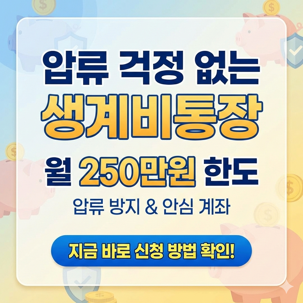 압류 걱정 없는 생계비통장 월 250만원 한도와 신청 방법 완벽 가이드