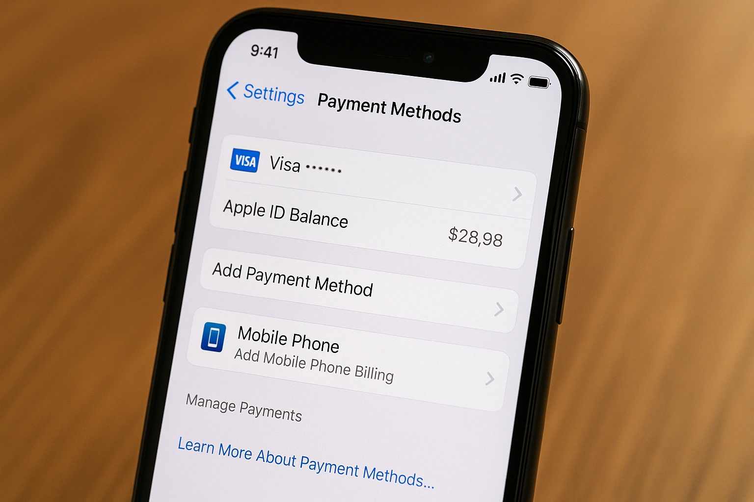 아이폰 설정에서 휴대폰 소액결제 추가하는 화면