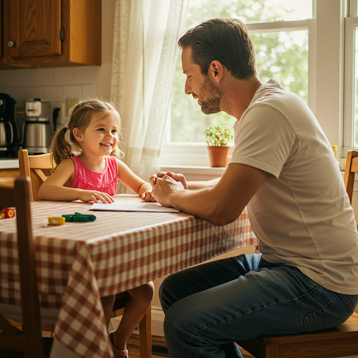 아이와 대화하고 있어요