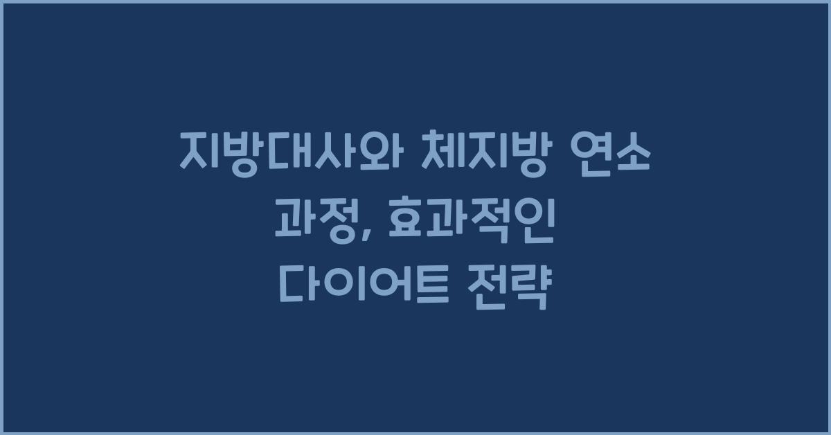 지방대사, 체지방 연소 과정