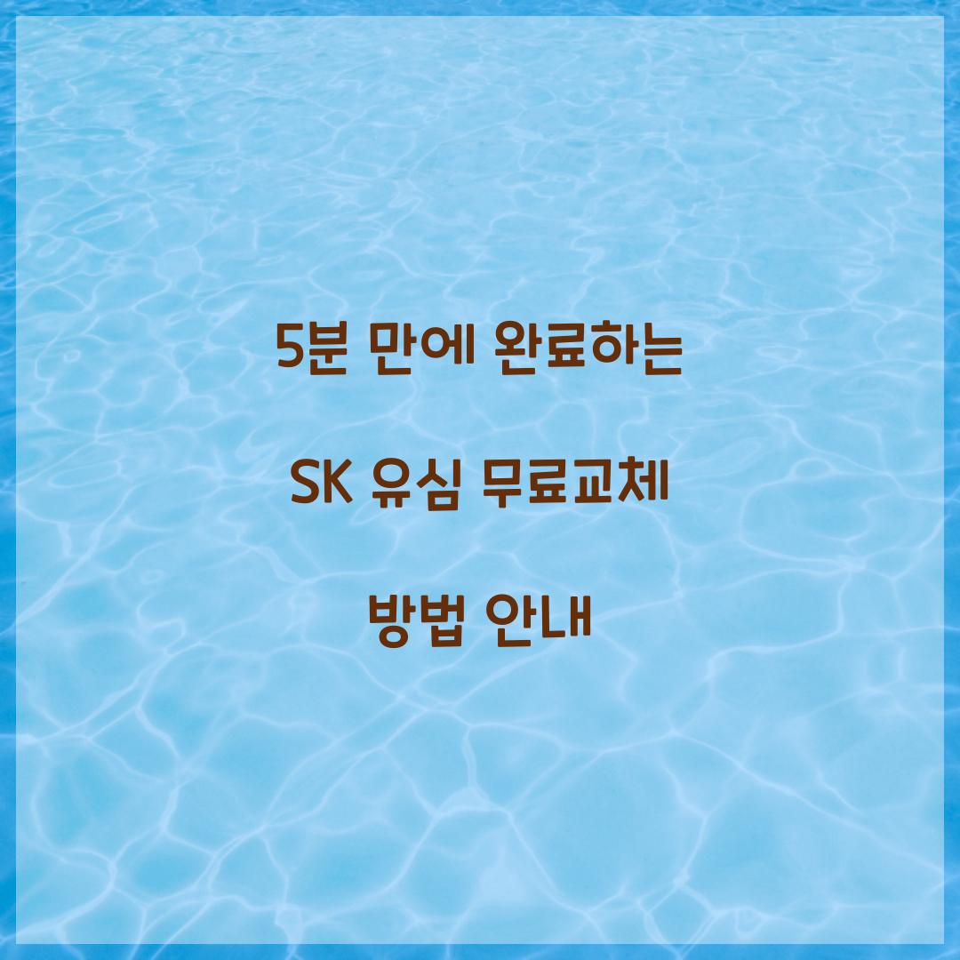 5분 만에 완료하는 SK 유심 무료교체