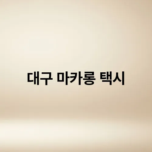 대구 마카롱 택시