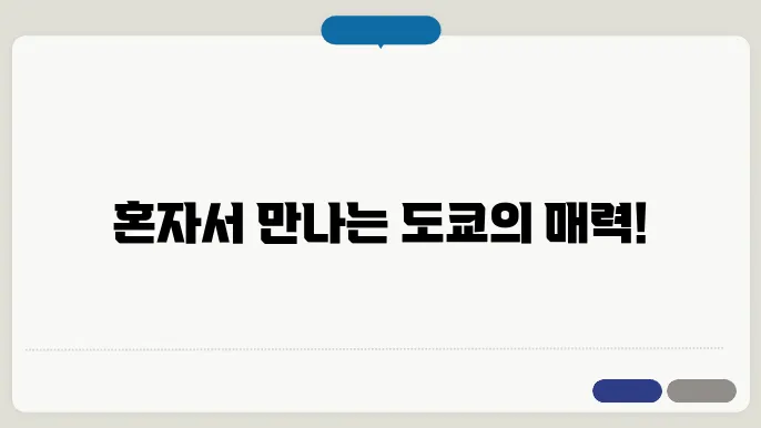 도쿄의 매력: 혼자 떠나는 자유로운 도쿄 정복기
