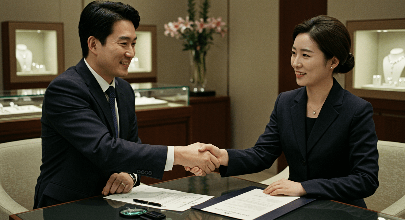 다이아 거래 성사 순간을 표현한 장면 1