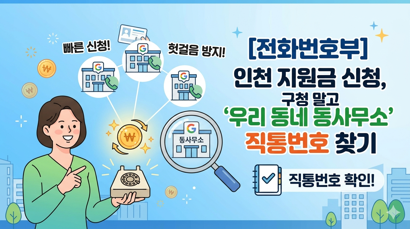 [전화번호부] 인천 지원금 신청, 구청 말고 '우리 동네 동사무소' 직통번호 찾기