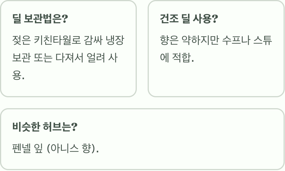 허브 딜, 도대체 어떤 맛이고 무슨 음식에 넣나요?