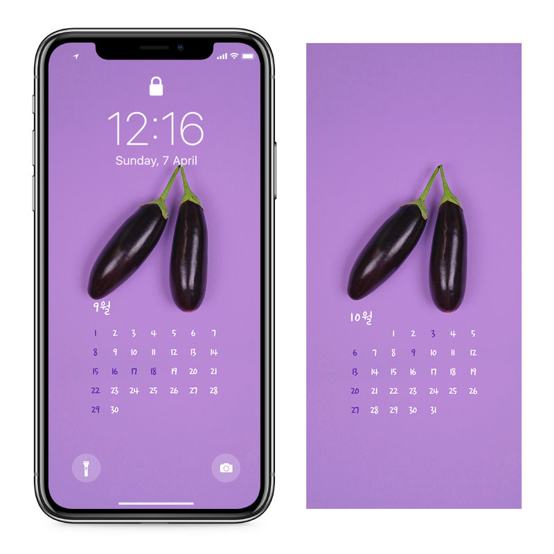 01 가지 두 개 AB - 2024년9월 아이폰달력배경화면