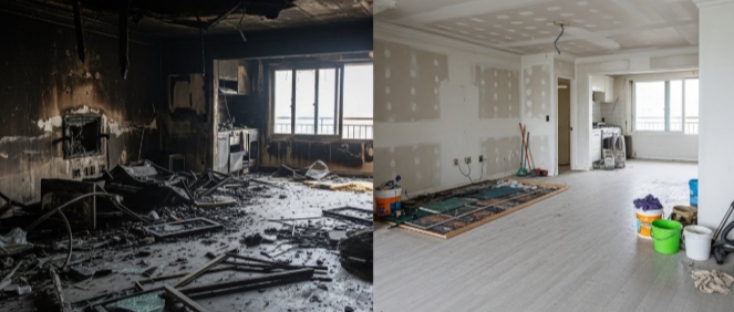 화순 화재청소 후 복구중