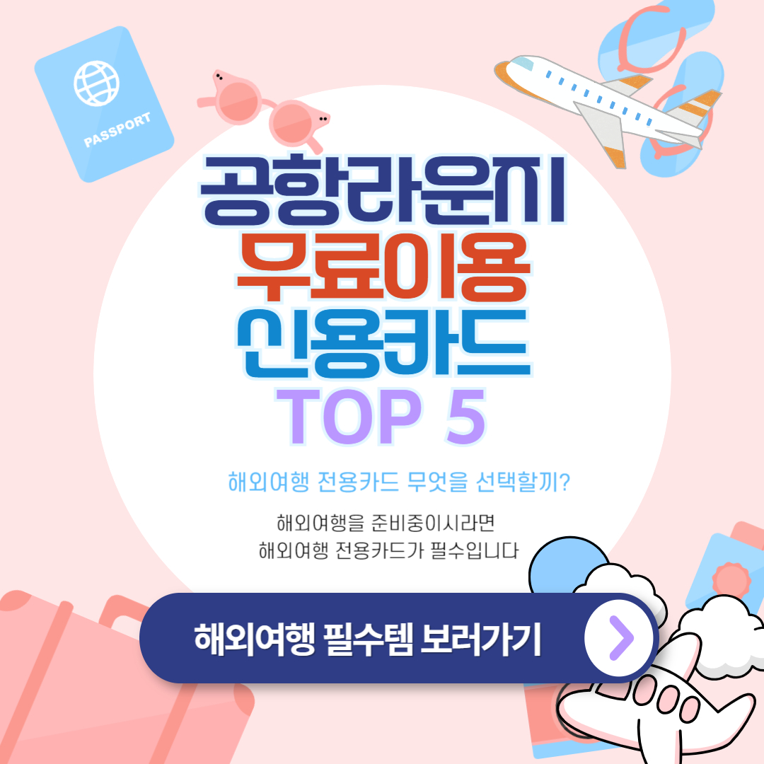 공항 라운지 무료 이용 가능한 신용카드 TOP 5 (2024년 기준 )