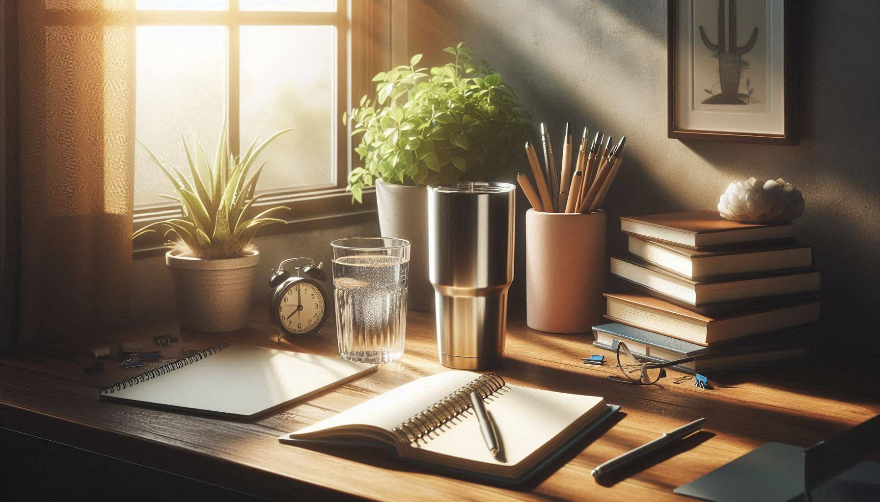 텀블러와 물컵사진