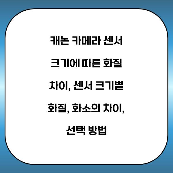 캐논 카메라 센서 크기에 따른 화질 차이
