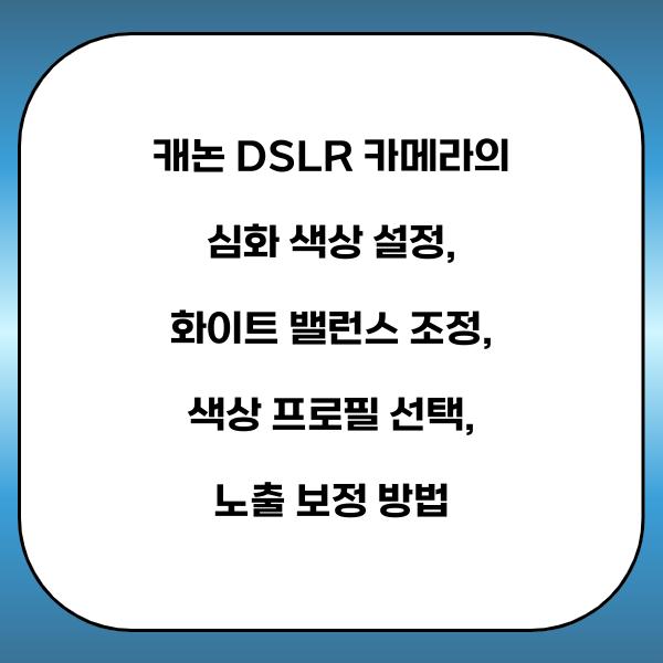 캐논 DSLR 카메라의 심화 색상 설정