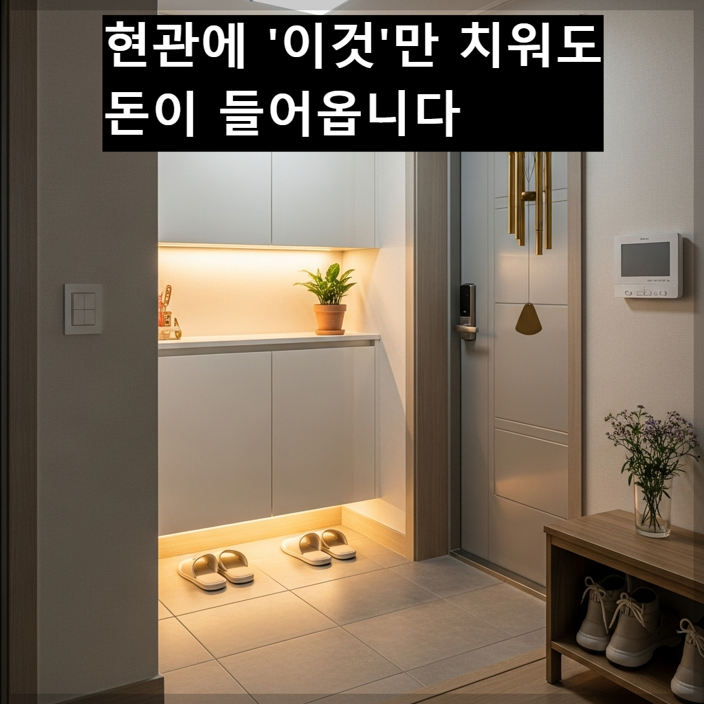 재물운을 부르는 현대적인 한국 아파트 현관 풍수 인테리어 모습