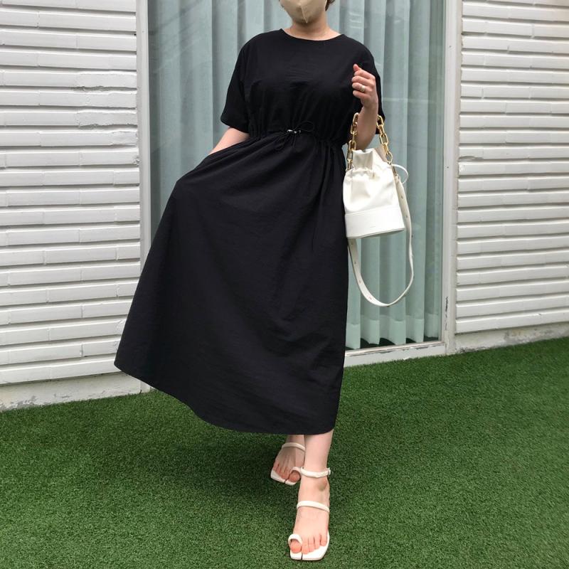 바스락 원피스 40대 여름원피스 아노락 원피스 빅사이즈 냉장고 키작녀 베이지 블랙