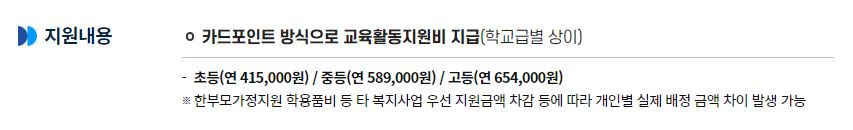 교육급여 바우처 지원금 카드포인트