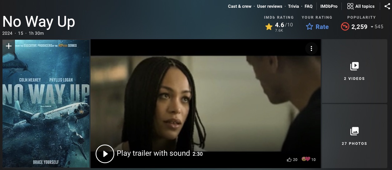 넷플릭스 영화 노웨이업 ott 출연진 정보 줄거리 결말 평점 후기