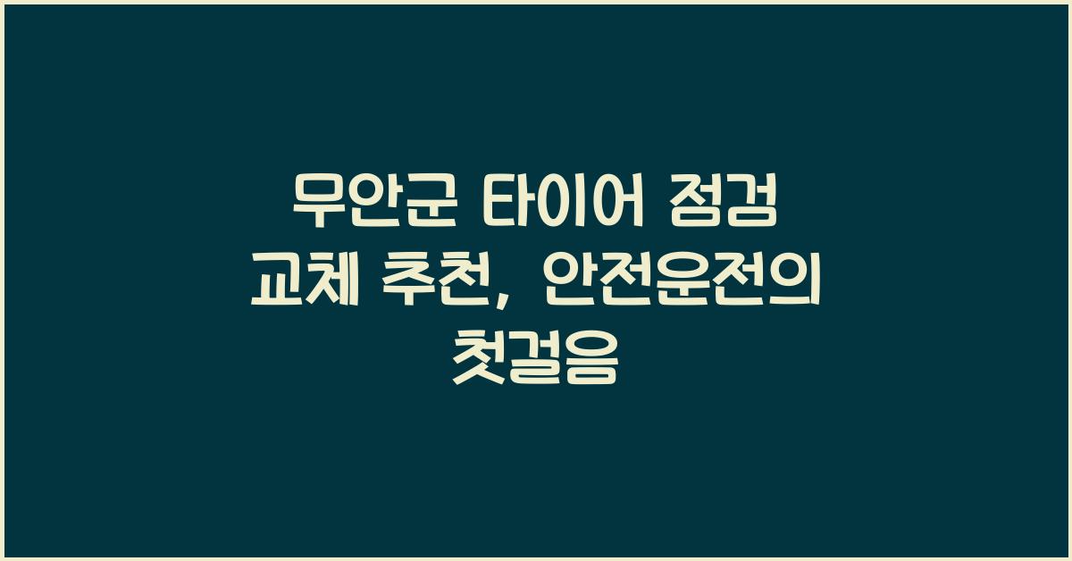 무안군 타이어 점검 교체 추천 