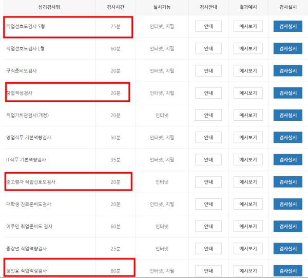 성인진로직업 흥미적성 무료검사하기