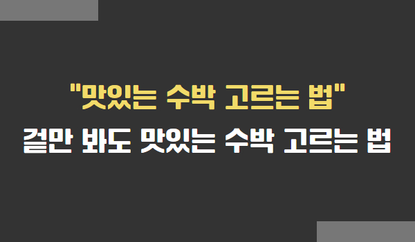 맛있는 수박 고르는 방법