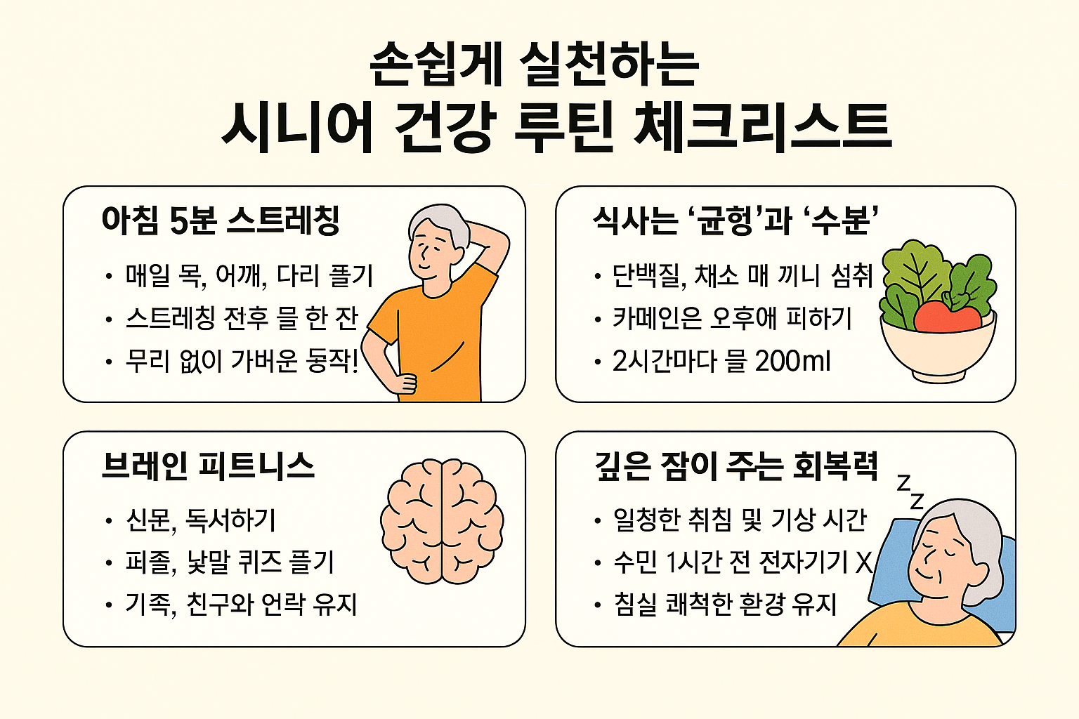 손쉽게 실천하는 시니어 건강 루틴 체크리스트