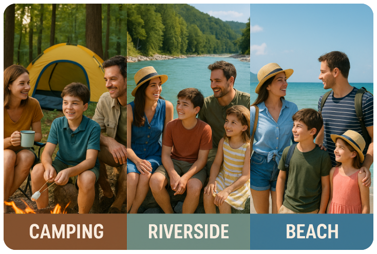 아이와 함께 방학 맞이 캠핑, 계곡, 계곡, 바다 추천
