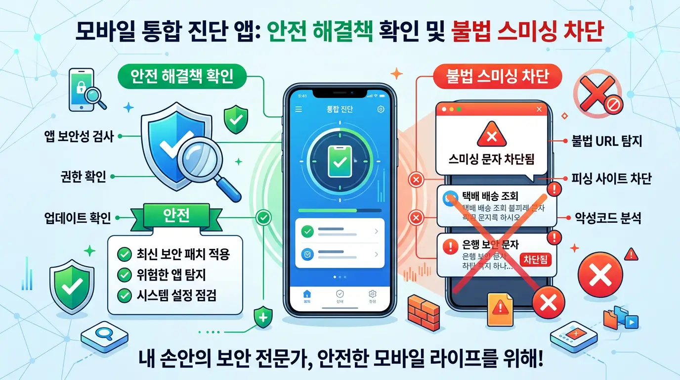 모바일 통합 진단 앱 안전 해결책 확인 및 불법 스미싱 차단