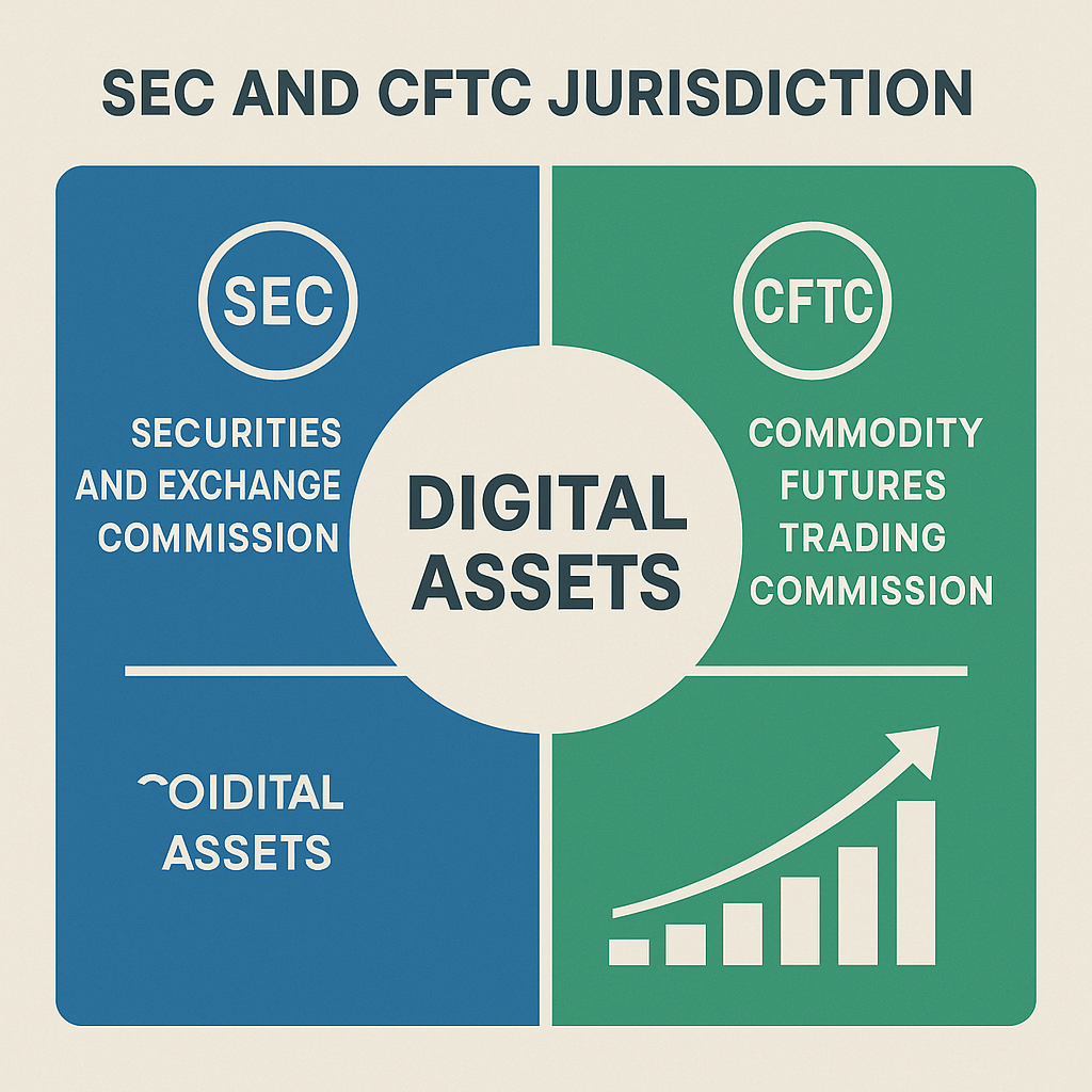 SEC와 CFTC의 디지털 자산 관할권 구분을 보여주는 다이어그램