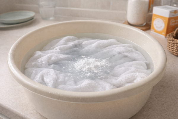 베이킹소다를 탄 물에 빠는 사진